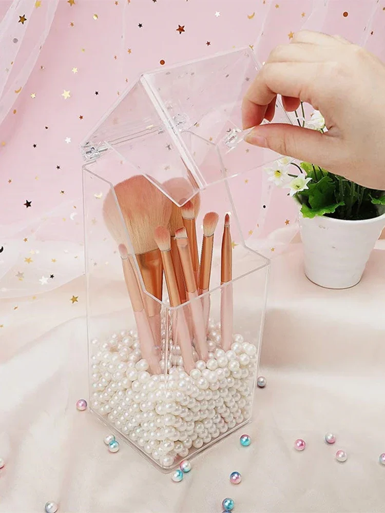Transparent Acrylic Makeup Brush Holder Makeup Organizer Cosmetic Holder Pencil Lipstick Desk Container Table Makeup Storage Box 6
