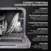 FDW05ASBWHA Portable Countertop Dishwasher with 5-Liter Built-in Water Tank, 5 Programs, Baby Care, Glass & Fruit Wash, Black 2