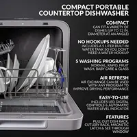 FDW05ASBWHA Portable Countertop Dishwasher with 5-Liter Built-in Water Tank, 5 Programs, Baby Care, Glass & Fruit Wash, Black 2