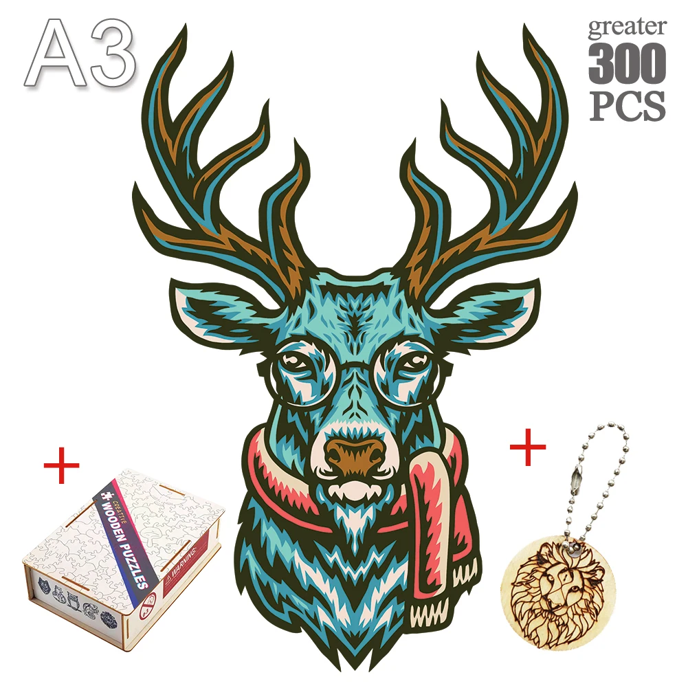 

Deer Puzzle Unique Animal Shape 3D Puzzle Toys Family Game Children Festival Gift Educational Toy For Adults Kids