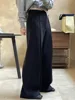 [LANMREM] 2025 Winter New Black Pants Women Spliced High Waist Pleated Wide Leg Trousers Minimalism Female Clothing 26D6954 5