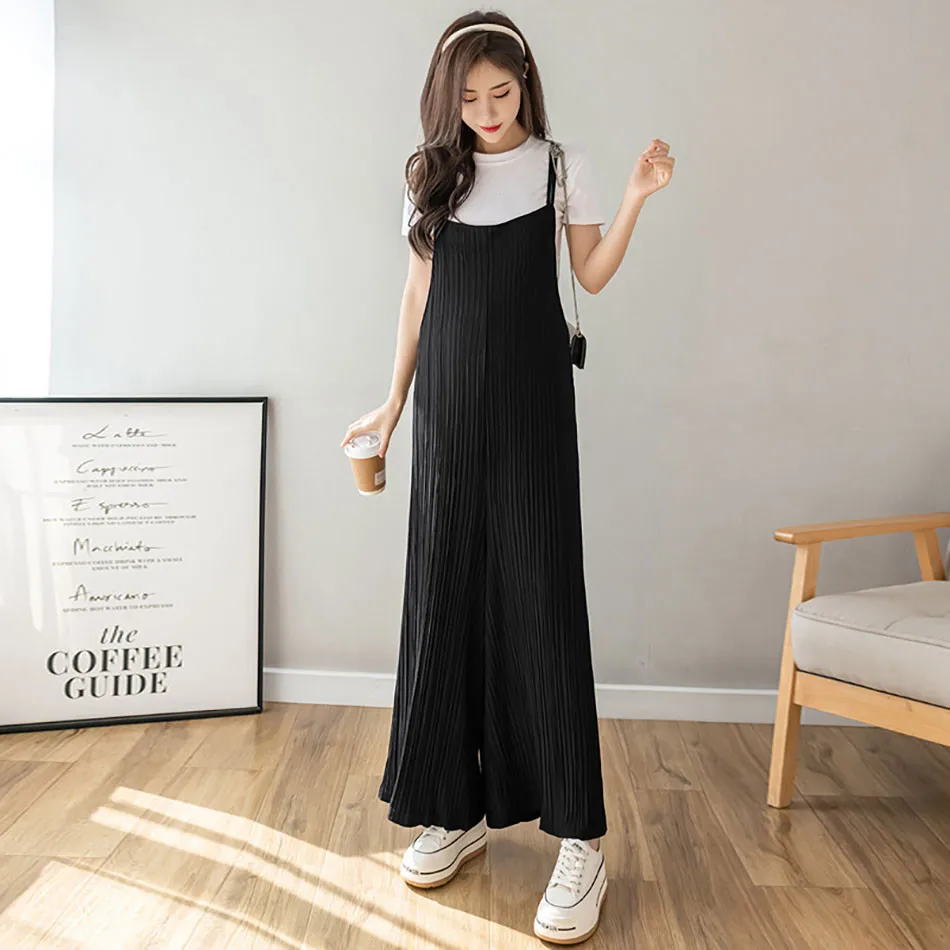 

Loose Maternity Clothings Pants Suspender Trousers Women One-piece Wide Leg Romper Overalls Strap Jumpsuits Pants Streetwear