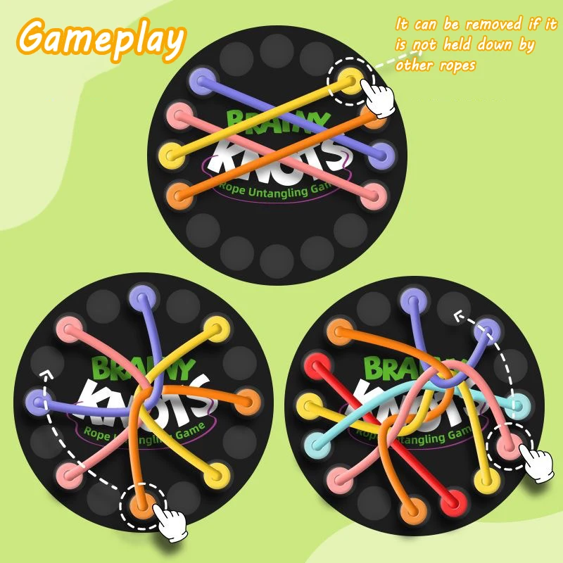 Kid Rope Knots Puzzle Social Board Game Color Line Twisted Connected Ropes Sorting Logic Thinking Challenge Strategy Table Game board game board game toy rope puzzle toy