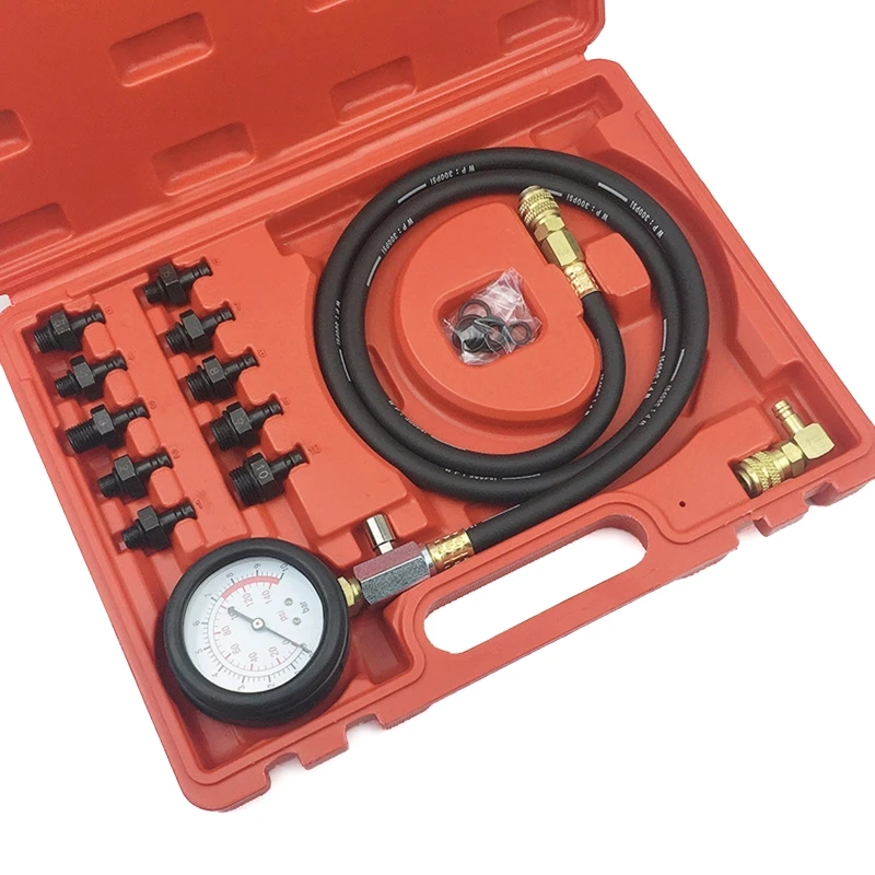 Oliedrukmeter Compressie Tester Met Adapters & Opbergdoos Mechanisch Motor Compressie Testen Kit 0-140 Psi Dropship