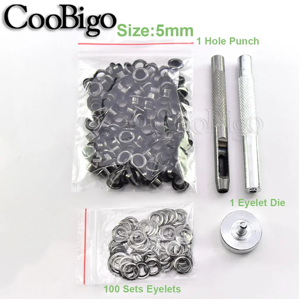 Black Metal Grommet Tool Kit for DIY Crafting and Accessories