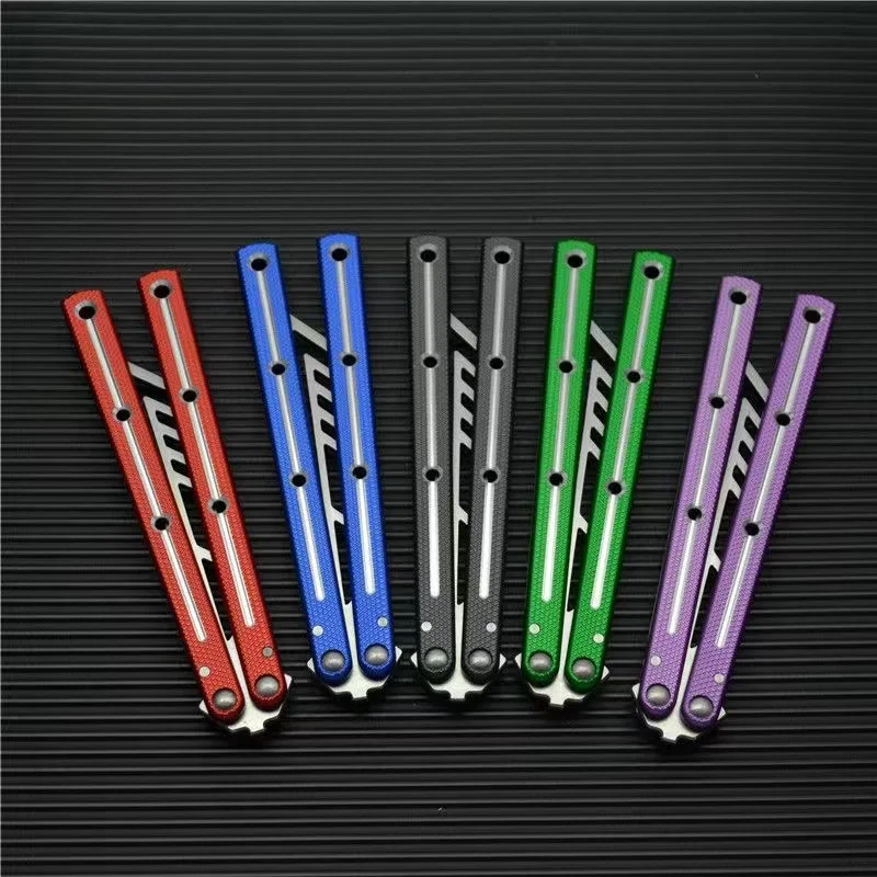 2024 새로운 Balisong 연습 도구 EDC 접이식 알루미늄 합금 손잡이 연습 훈련 손 도구