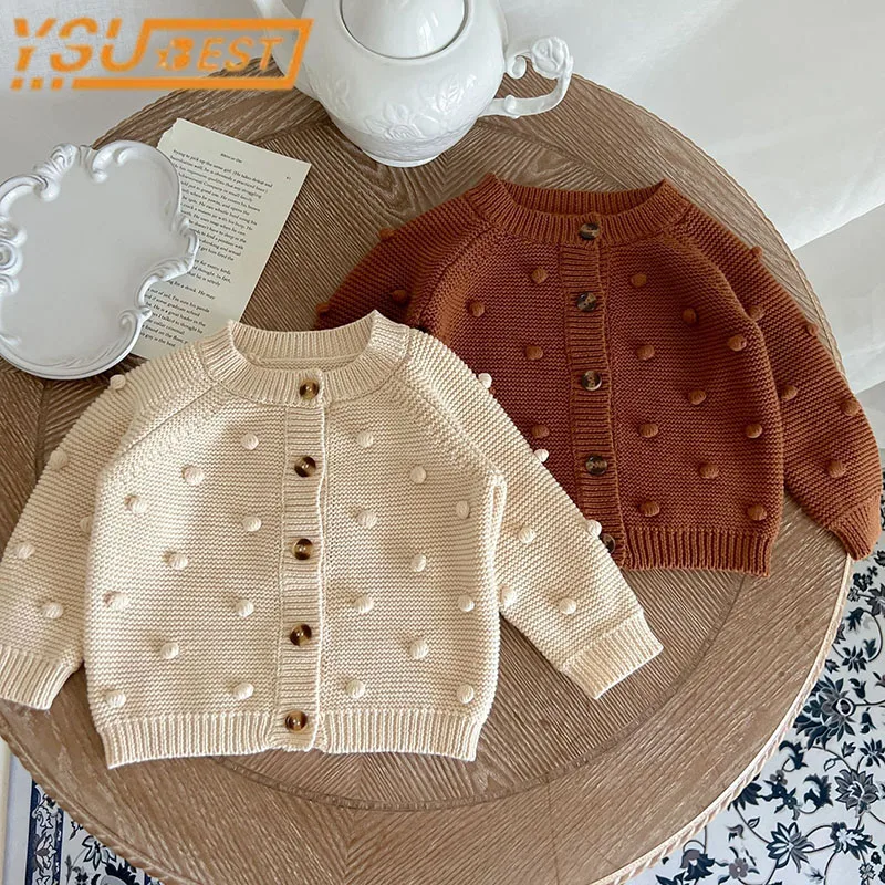 Toddler Baby Girls Knitted Coat Solid Color Newborn Baby Girls Long Sleeves Cardigan Autumn Knitting Baby Girl Fashion Coat
