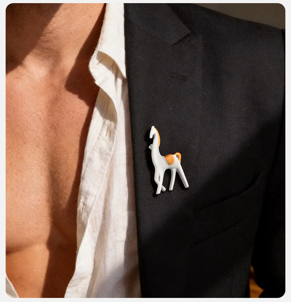 Vnox Kreative Brosche aus Legierung mit Pferdemotiv, modische Tier-Pony-Anstecknadel für Herren und Damen, Persönlichkeits-Reversnadel, Weihnachtsgeschenk, Schmuck Großhandel – Detail 3