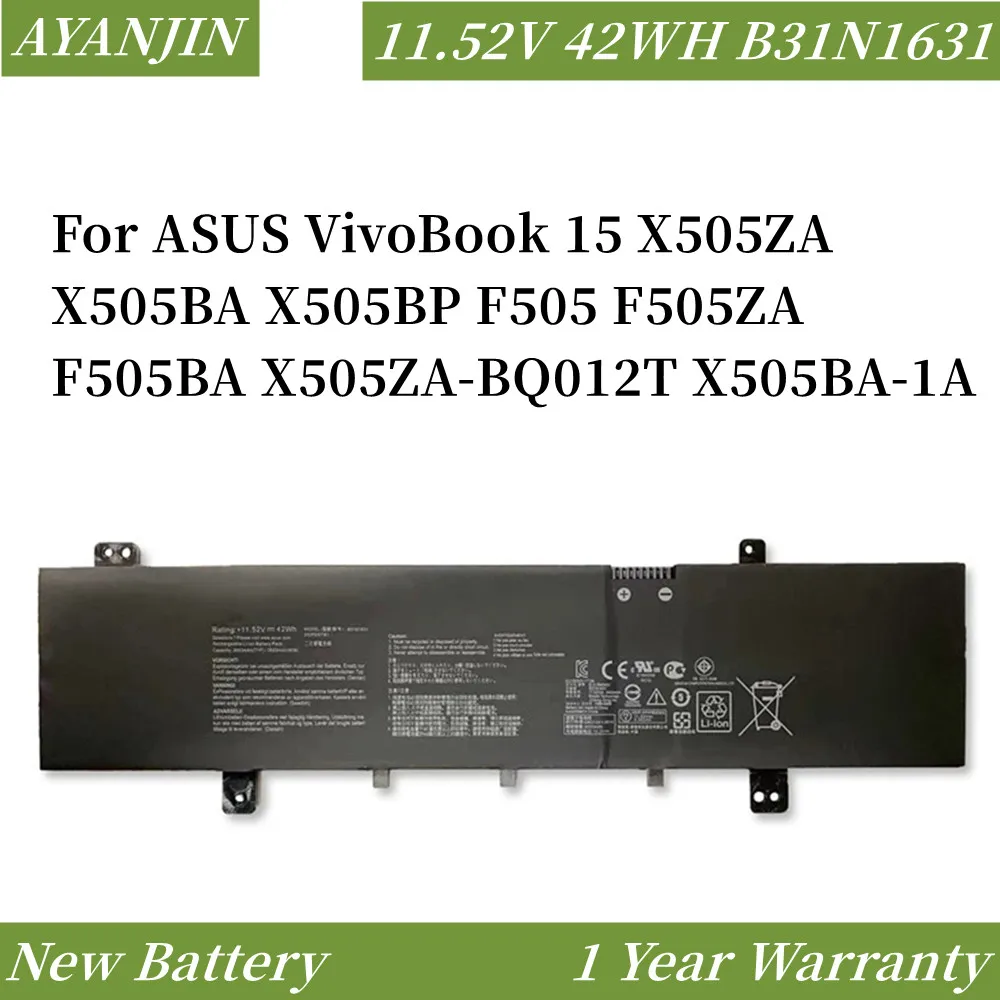 B31N1631 11.52V 42WH Laptop Battery For ASUS VivoBook 15 X505ZA X505BA X505BP F505 F505ZA F505BA X505ZA-BQ012T X505BA-1A c31n1806 3icp5 58 57 laptop battery for asus vivobook s13 s330fa ey001t s330ua s330un ey011 x330ua adol13f 11 55v 42wh 3640mah