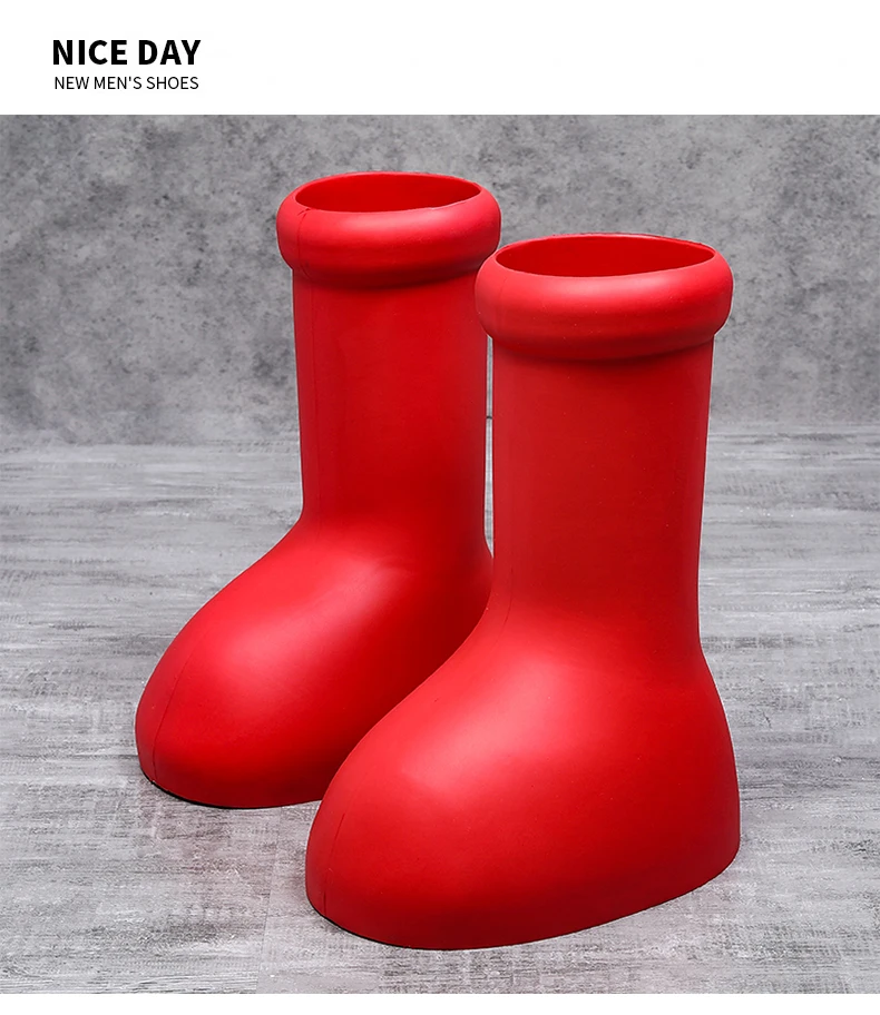 Men 2023 Spring New Casual Trend Red Big Size Fashion Concise Long Boots Comfortable Walking Shoes_voghion.com