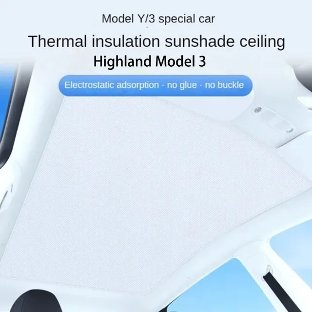 forTesla Model 3Highland / ModelY 2021-2023 Sunroof Sunshade Curtains -Heat Insulation Canopy with Electrostatic Adsorption and 6