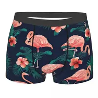 Flamingo Hibiscus Tropical Leaves Man's Boxer Briefs Underpants Highly Breathable Top Quality Birthday Gifts 1