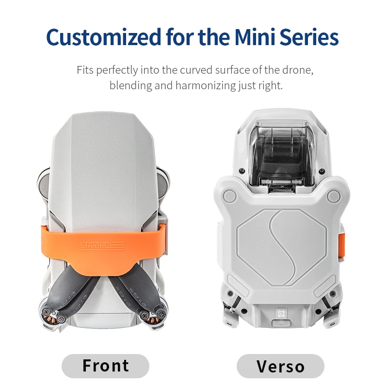 Stabilisateur protecteur DJI Mini 2/SE vu de côté, avec le drone posé