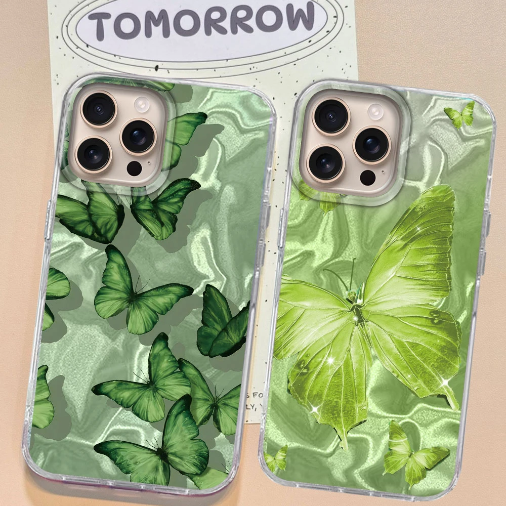 Green Butterfly Water Texture Silicone Phone Case - Stylish and Protective Back Cover