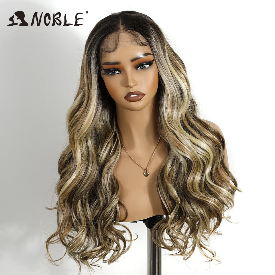 Noble Synthetic Lace Front Wig Body Wave HD Transparent 13X4 Lace Wig 24 Inch Baby Hair Lace Frontal Wig Wave Lace Wig For Women