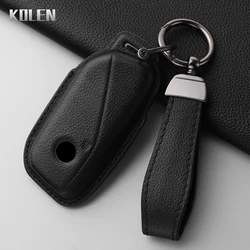 Premium Leather Car Key Case Cover - Elegant Keychain Fob Accessory (Black Set3)