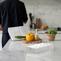 New Acrylic Acrylic Napkin Holder Handmade Tabletop Bathroom Scalloped Tray Napkin Tissue Storage Rack Disposable Paper 2
