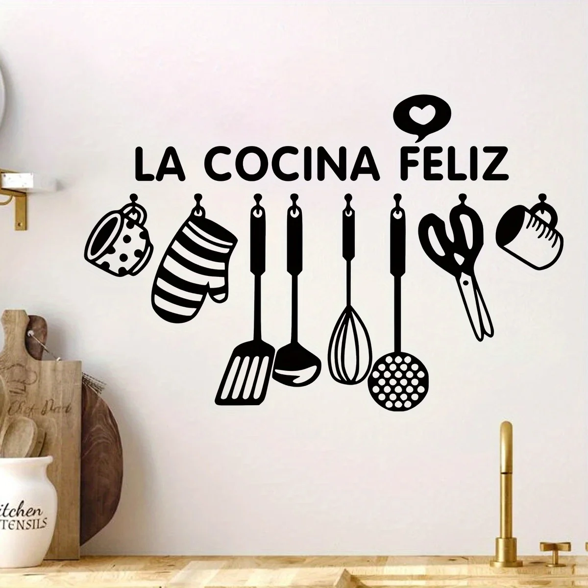 Cartoon Spoon Scissors Silhouette Kitchen Tool Wall Stickers for Bedroom Living Room Kitchen Decoration Wall Decals kitchen wall sticker self adhesive stickers wall stickers