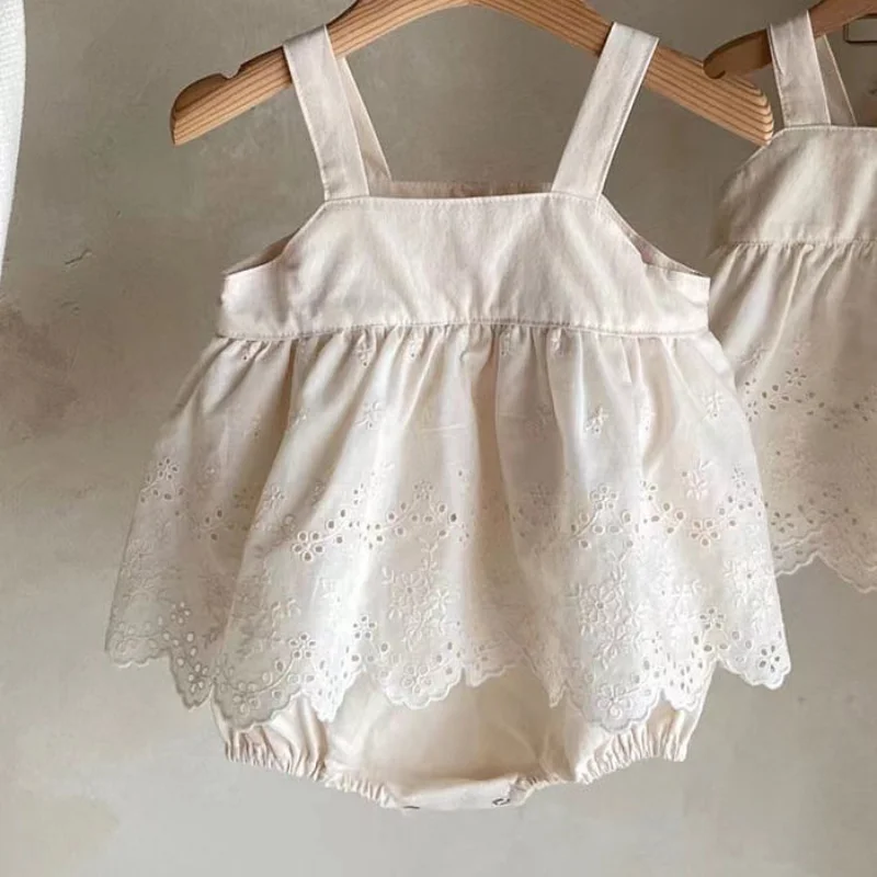 

5158b Baby Girl Clothes Bodysuit Or Strap Dress 2023 Spring Summer Cute Suspender Skirt Sleeveless Strap One-piece Clothes