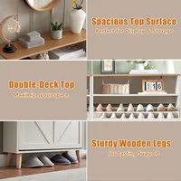 Freestanding Farmhouse Style Shoe Storage Cabinet with Flip Drawers and Door 5