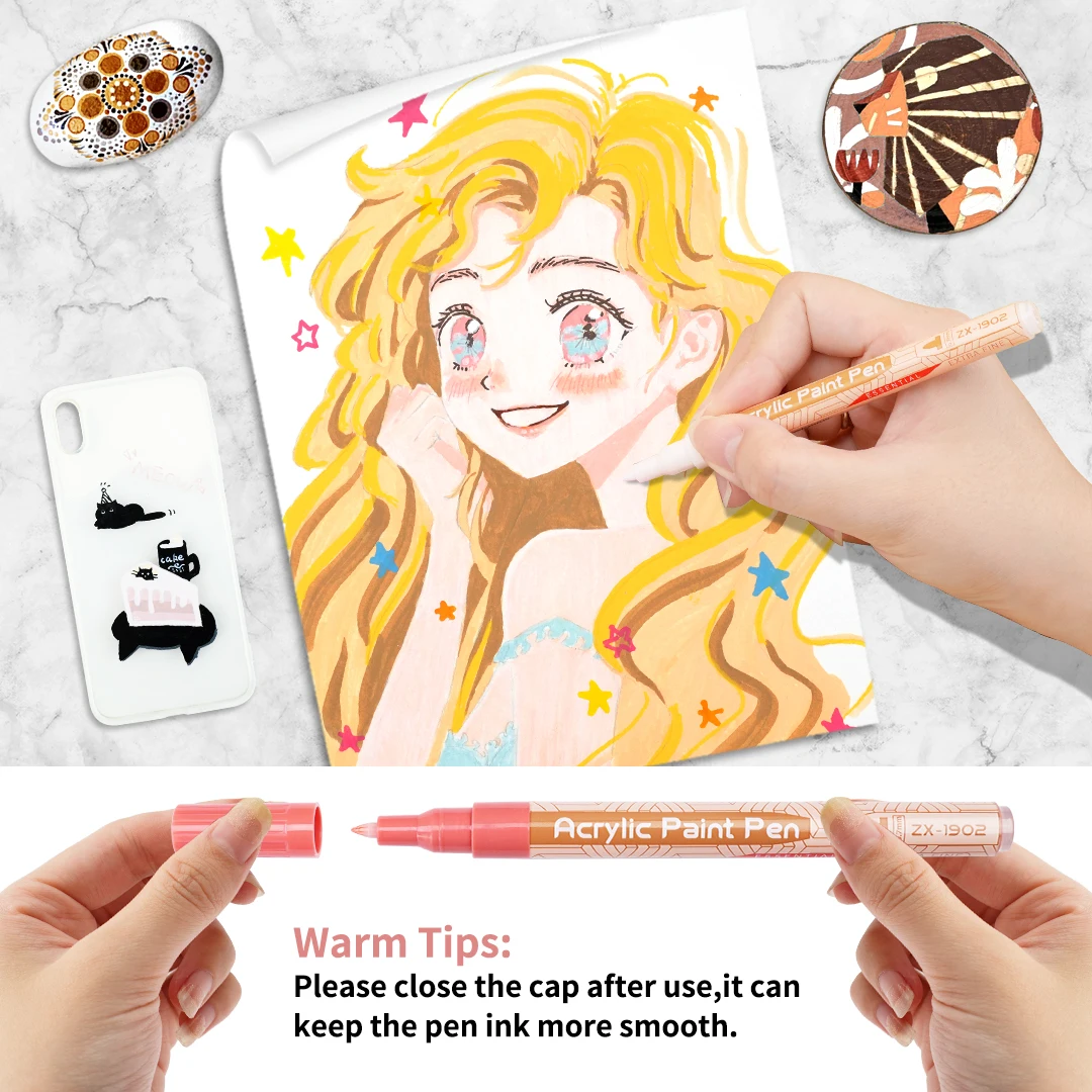 Acrylic Paint Pens - 22-Color Assorted Gray and Skin Tones Set with Extra Fine Tip
