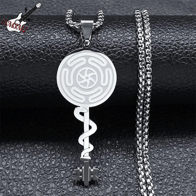 Hexen-Hekate-Rad Anhänger Halskette Edelstahl Wicca Magisches Symbol Hekate Schlangen-Schlüsselanhänger Halsketten Damen Schmuck Collare – Detail 4