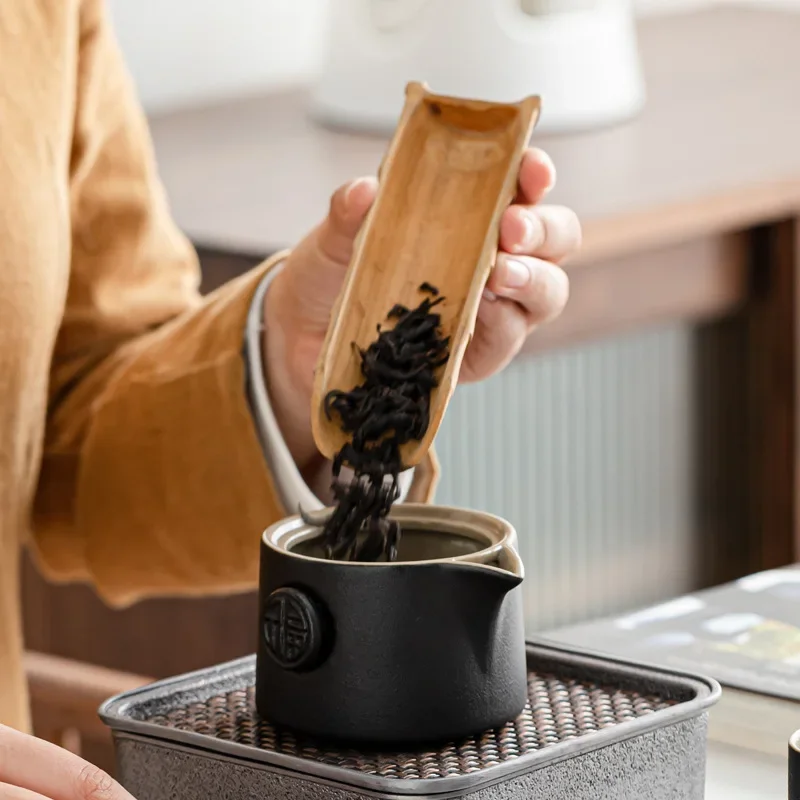Ceramic minimalist travel kung fu tea set Japanese portable outdoor one pot two cups household tea making pot