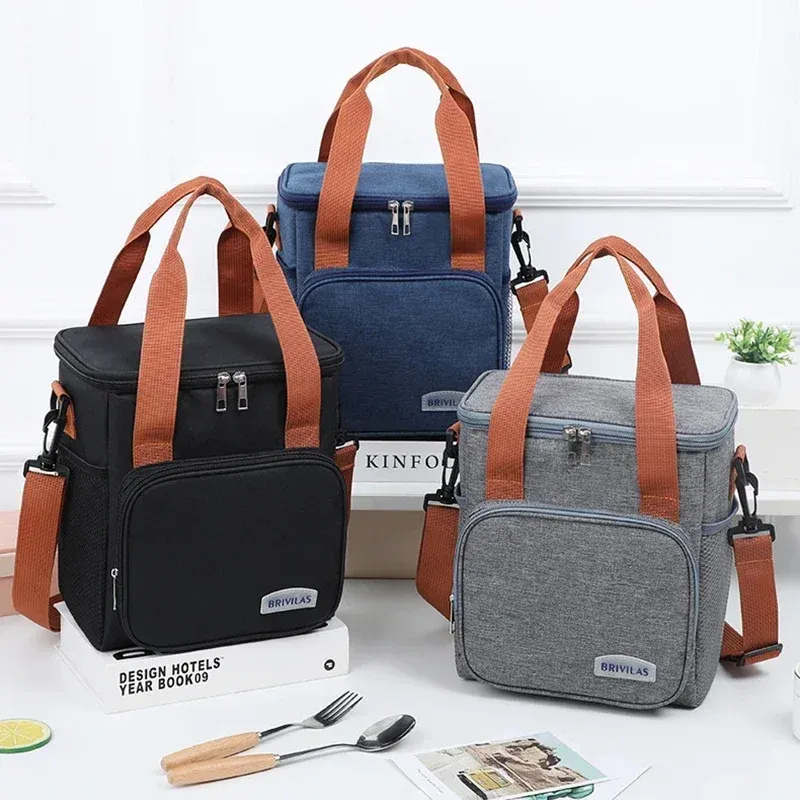 Large Capacity Lunch Bag Thermal Insulation Thickened Waterproof Bags Portable With Handle Crossbody Bag Waterproof Oxford Cloth