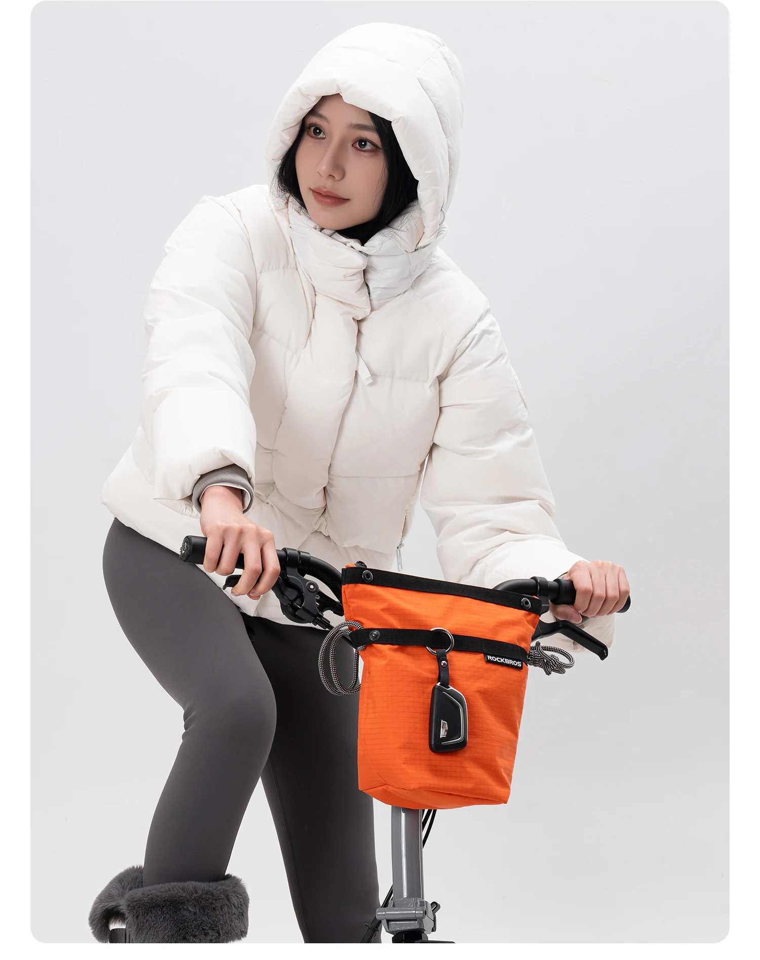 Front mounted bag riding