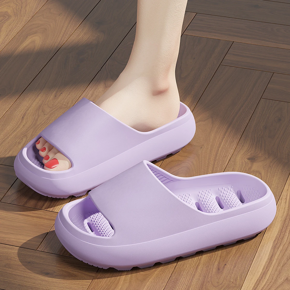 Eva Perforated Shower Slippers Non-slip Summer Slides For Unisex_voghion.com