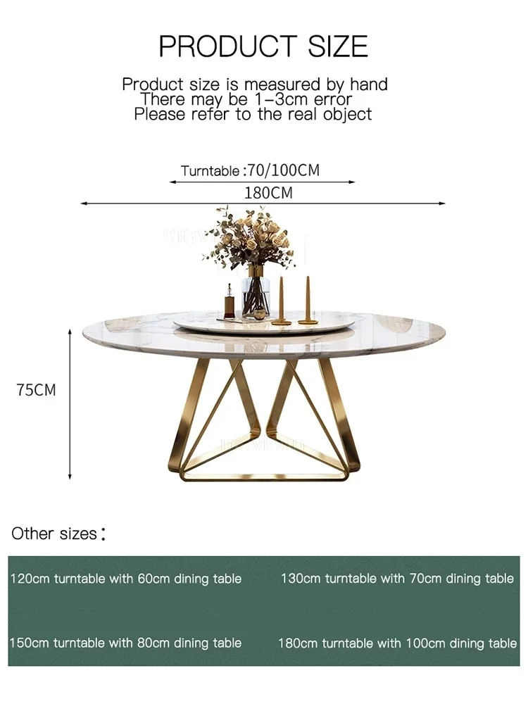 Gorgeous Golden Dining Table With Turntable Leisure Round Marble Kitchen Table And Chair For Villa High-End Italian Furniture