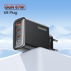 Toocki 67W GaN Charger with Digital Display and Fast Charge Technology - KR Black