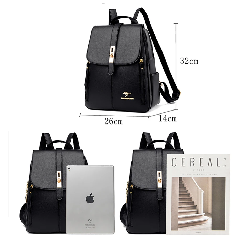 Womens Backpack Luxury Leather Casual Daypack School Bags For Girls