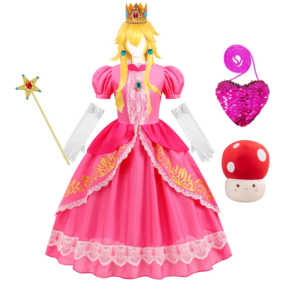 Déguisement Princesse Peach Rose Enfant Cosplay