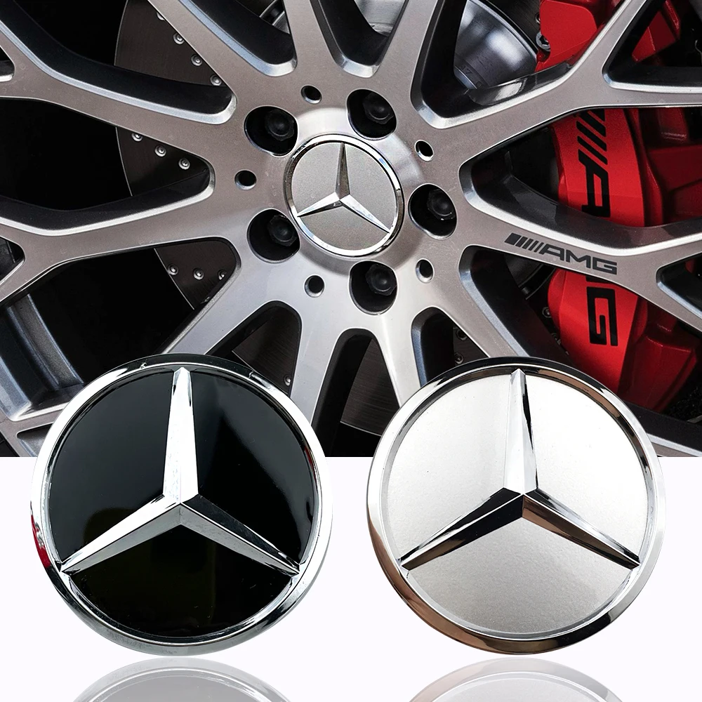 Wheel Hub Covers Wheel Hub Caps 4pcs 60mm Black Silver Car Wheel Cap Badge Cover For Mercedes Benz W176 W177 W204 W205 W212 W213 W206 X156 X253 W117 W166