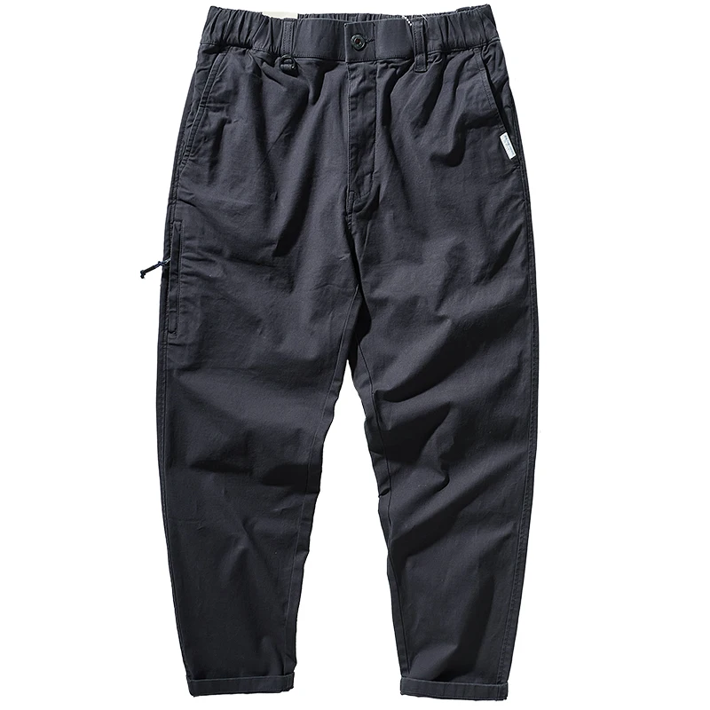 

Men's retro fashion overalls high elastic heavy thick loose straight side pocket casual pants