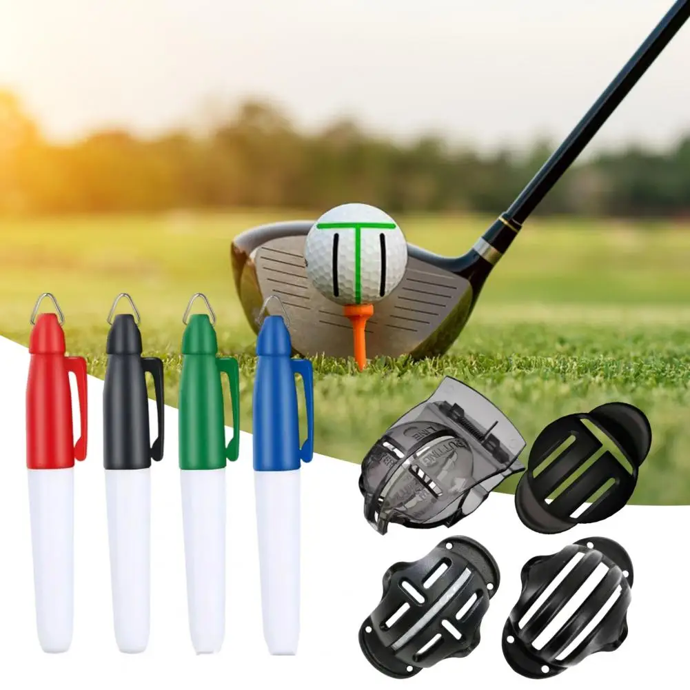Golf Ball Alignment Tool High Precision Golf Ball Marker Stencil Kit with Line Marker Pens Set of 1 for Putting