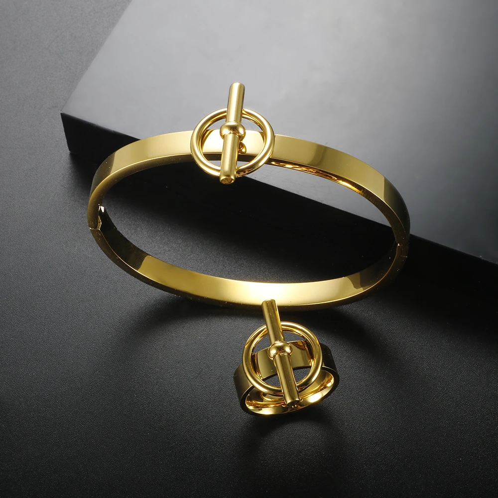 Stainless Steel Bracelet Ring Set Stainless Steel Bangle