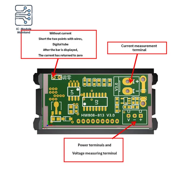 Voltimetro Amperimetro Digital Empotrable LED DC 0-100V Medidor