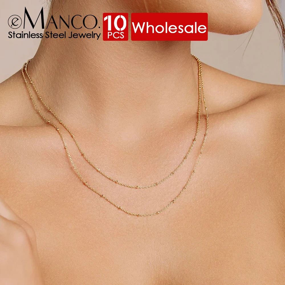 EMANCO 10 Stück Goldfarbene Edelstahl-Kettenhalskette Minimalistisch Trendy Romantischer Damenschmuck Geschenk Großhandel