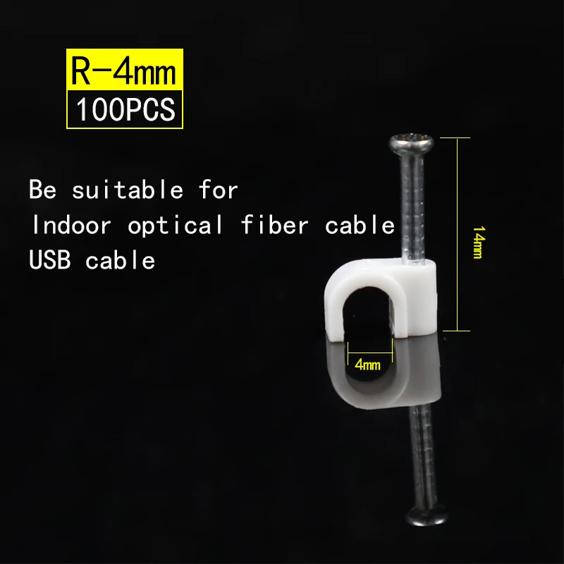 100 Stuks Kabel Clips 4/6/8/10/12/14/16/20 Mm Kabel Draad clips Nail In Kabel Clips Kabel Kopspijkers Coaxiale Nagel Klemmen Nagels Voor Snoeren