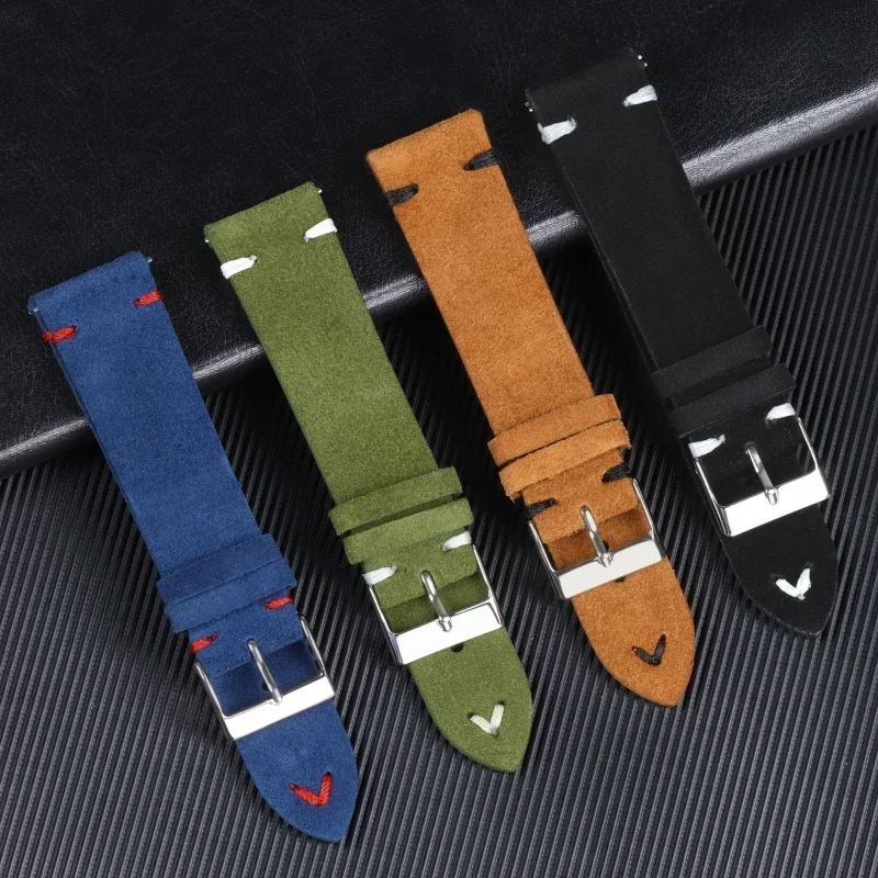 18Mm 20Mm 22Mm Cinturini Per Orologi Vintage In Pelle Scamosciata Di Alta Qualità Cinturino Di Ricambio Per Cinturino A Sgancio Rapido Per Accessori P