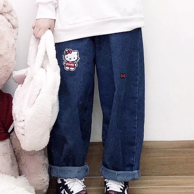 Hello Kitty Sanrio Printed Cargo Jeans Summer Y2k Harajuku Cargo