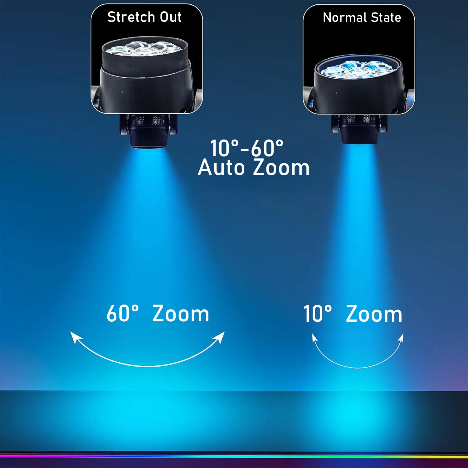 Moving Head Light 7*40W RGBW 4 in 1 LED Beam Wash Zoom Effect Stage Lighting Spo