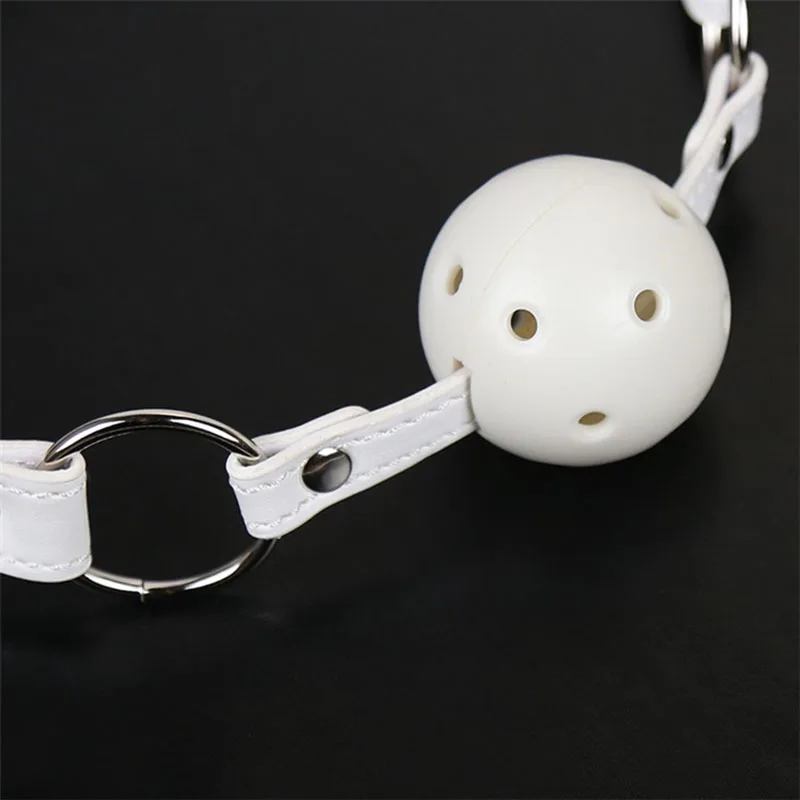 Ball Gag White Pu Leather Breathable Mouth Restraint For Couples_voghion.com