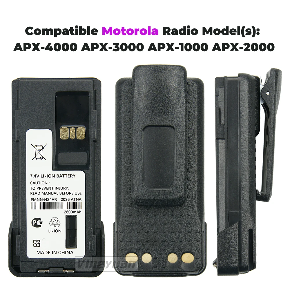 Batterie Vhbw 3000mAh 7,4V Pour Talkie-walkie Motorola DP4400, APX4000, DP4600 Et Plus, Avec Clip Ceinture