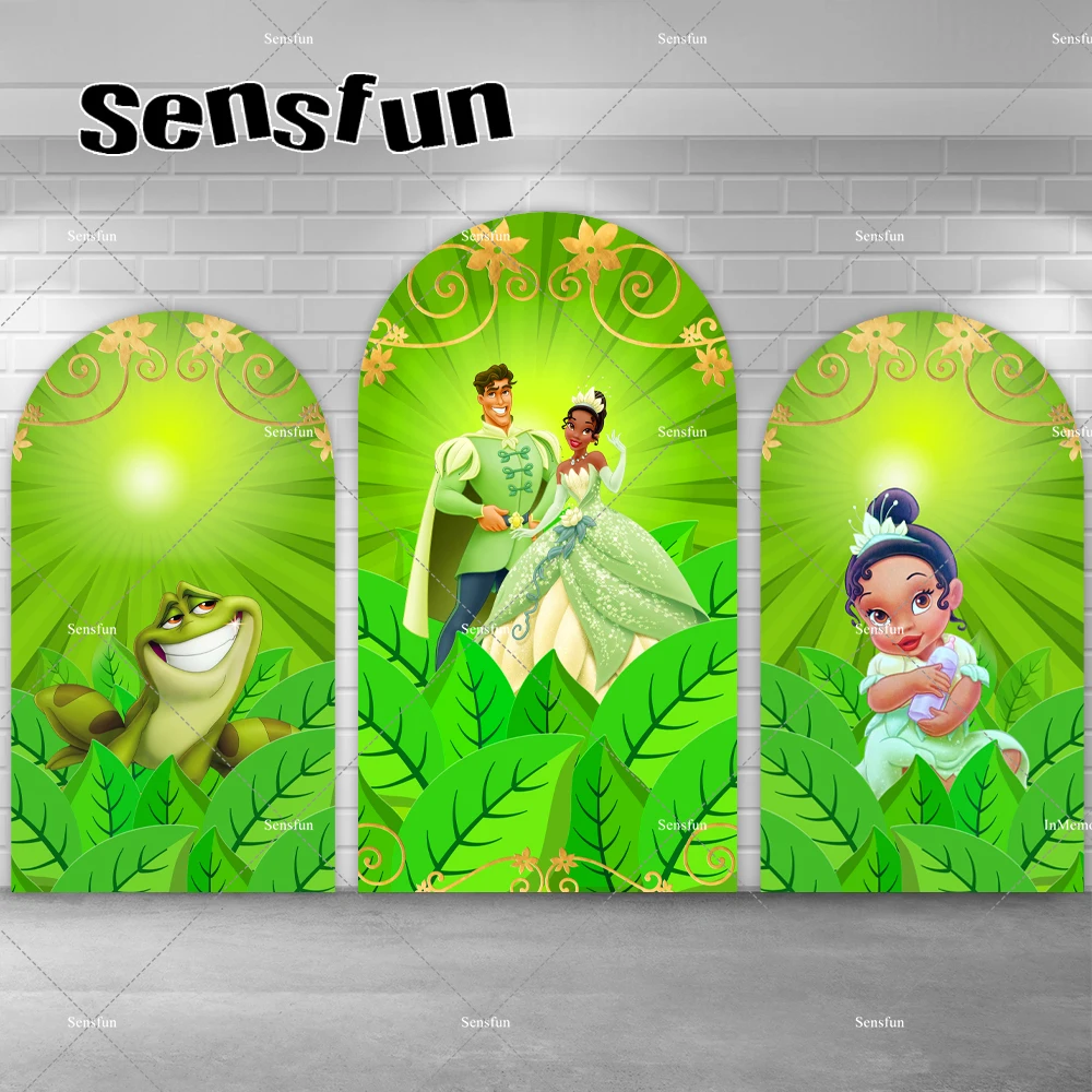 

Baby Princess Tiana and the Frog Arch Backdrop Cover Green Chiara Wall Party Decor Girls Baby Shower Birthday Party Backgrounds