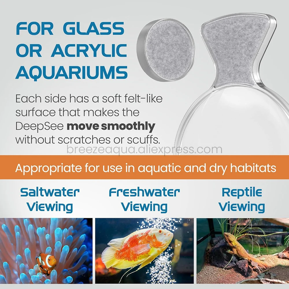 Flipper DeepSee Glass Acrylic Freshwater Saltwater Fish Tank Clear 4&rdquo; and 5&rdquo; Standard Max Magnified Magnetic Aquarium Viewer aquarium observation mirror