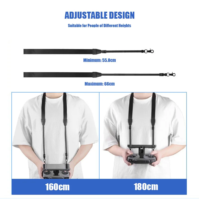 Cordon de cou réglable pour télécommande RC Pro 2, détails des coutures renforcées et du tissu nylon.