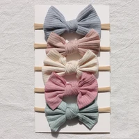 5Pcs/Lot Newborn Baby Headband Bows Nylon Baby Girl Headbands Elastic Soft Hair Bands For Children Baby Hair Accessories Kids 4